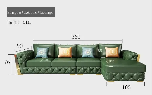 Modern Luxury 5 Seater L-Shaped Sofa: Soft Leather Sectional
