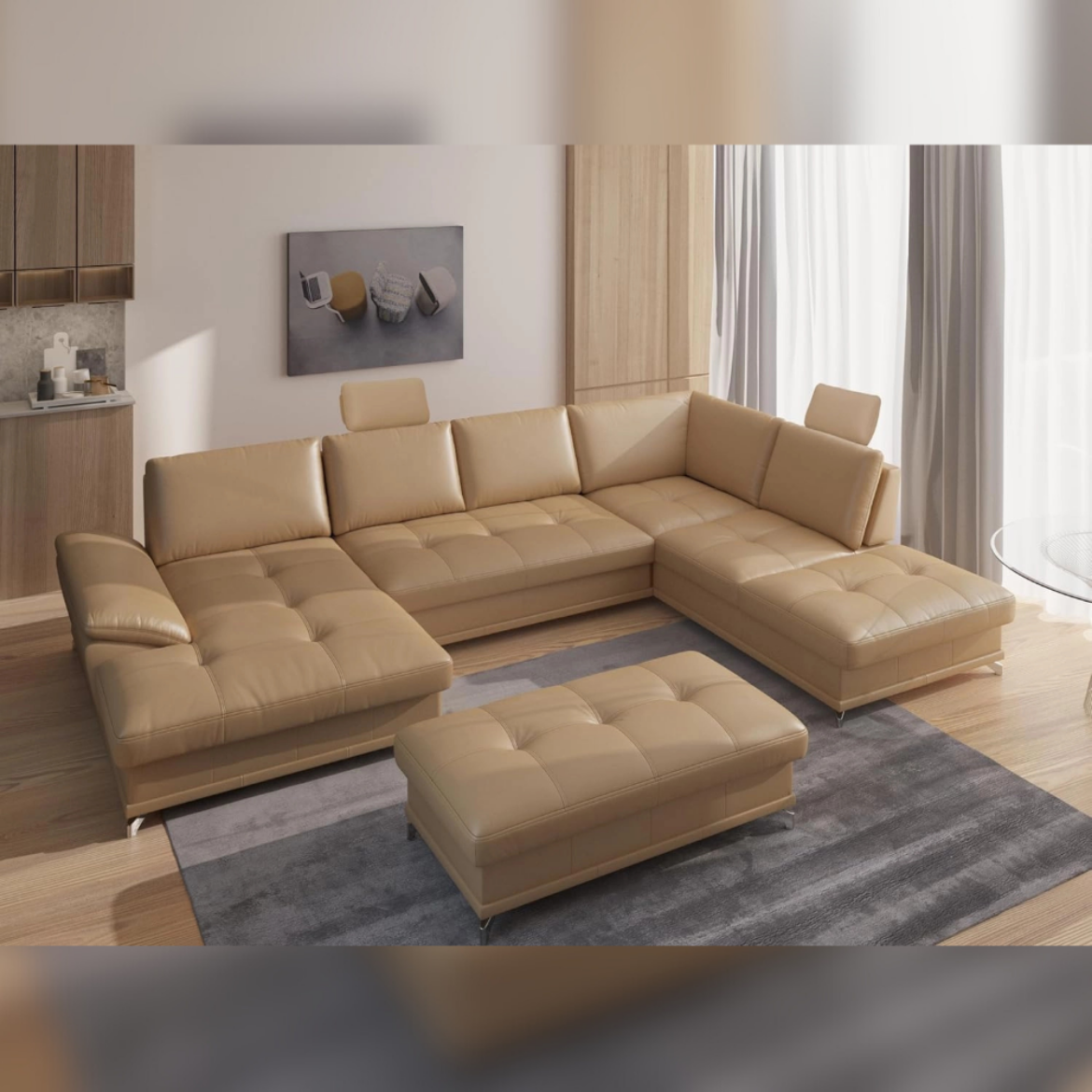 Picture of L-Shape Sectional Sofa Castiel:  Adjustable Depth, Optional Bed & Storage - A&OLS29