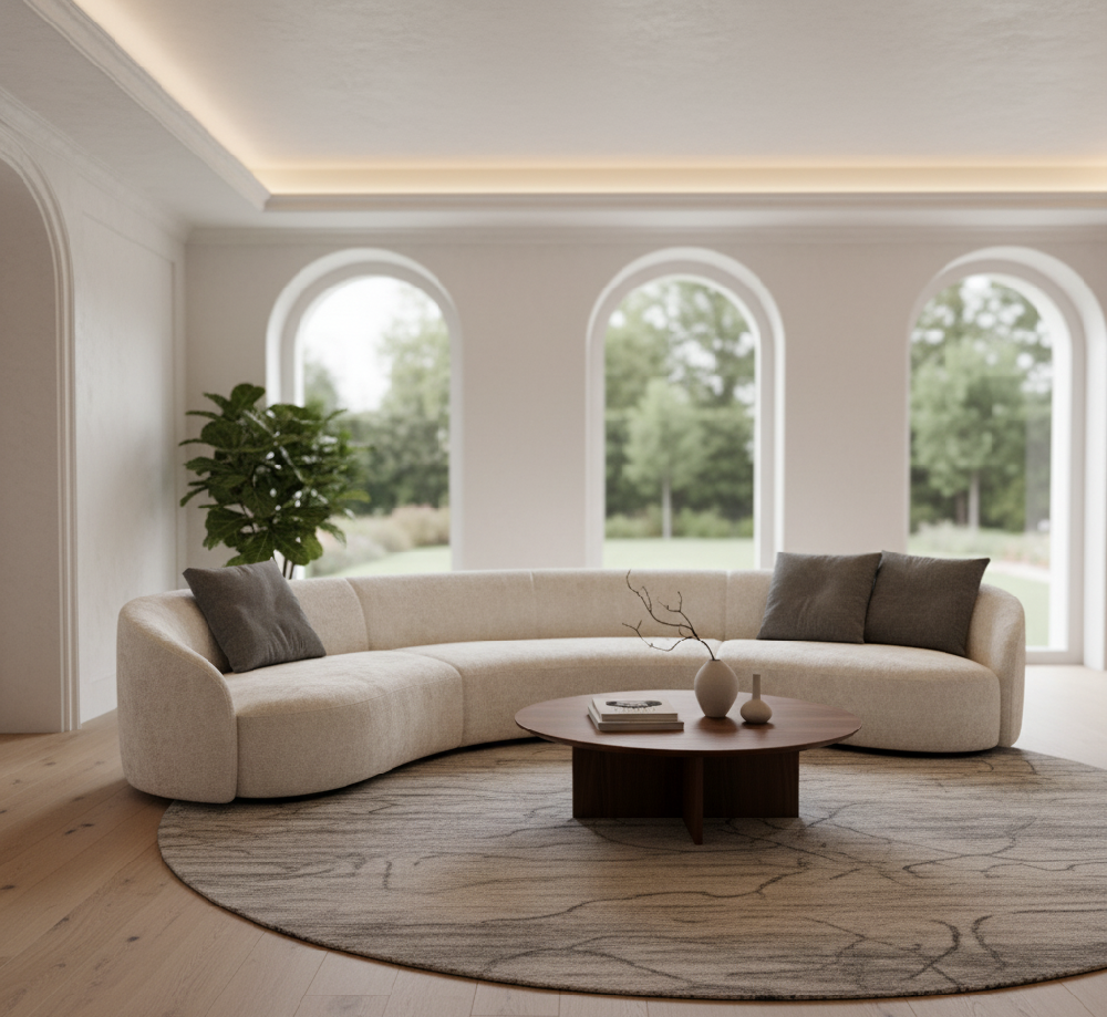 The Sculptural Conversation Starter. Embracing organic lines and elegant arcs, this design injects a feeling of soft, sophisticated flow into any room.